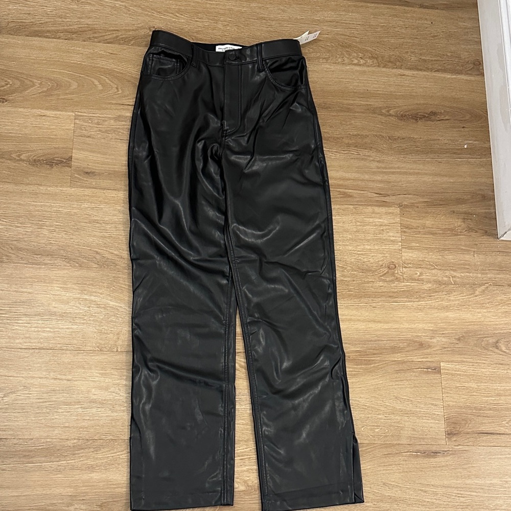 Abercrombie & Fitch Men's Black Faux Leather Pants